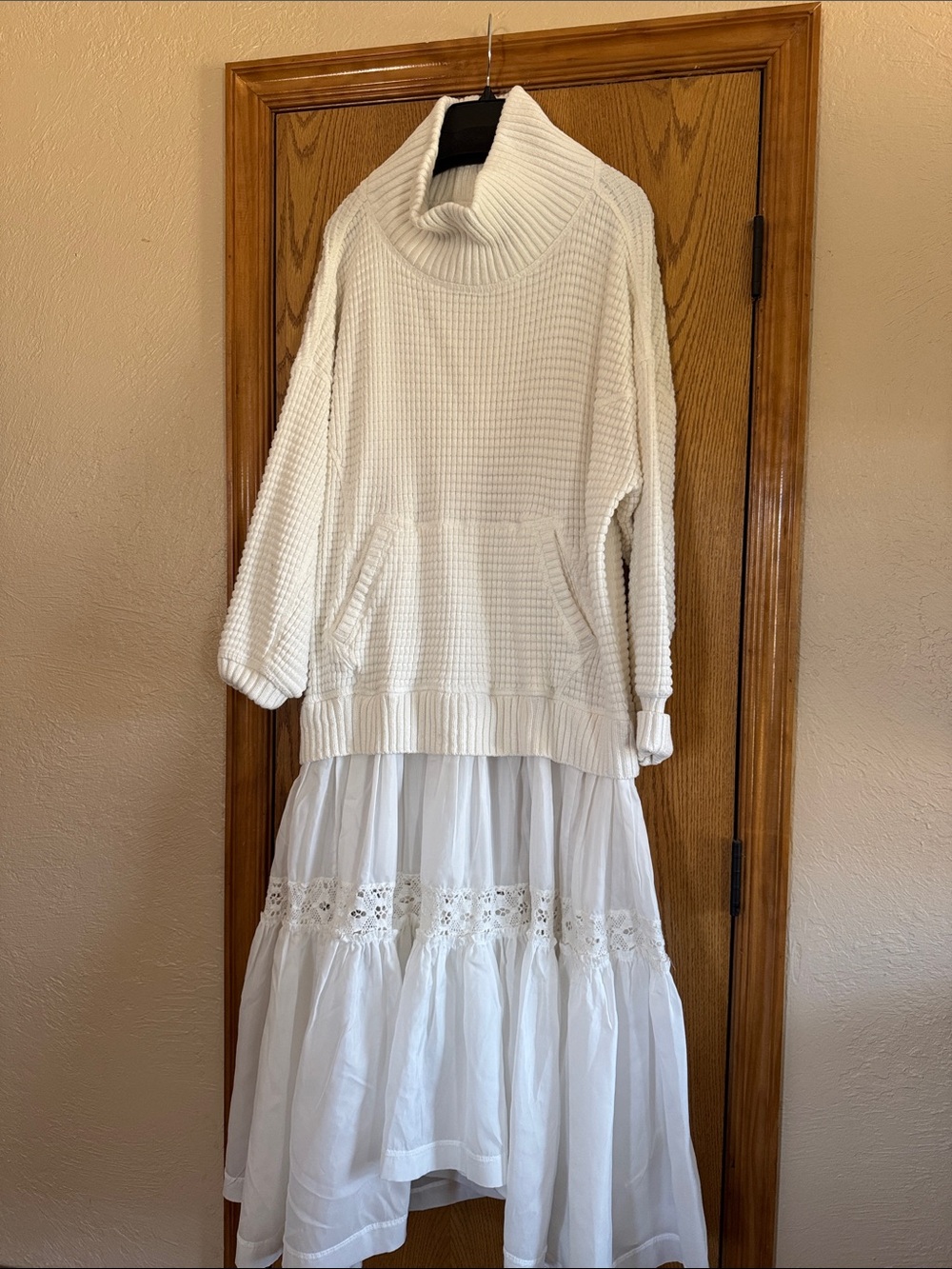 Anthropologie White Layered Maxi Dress and Knit Tunic Set